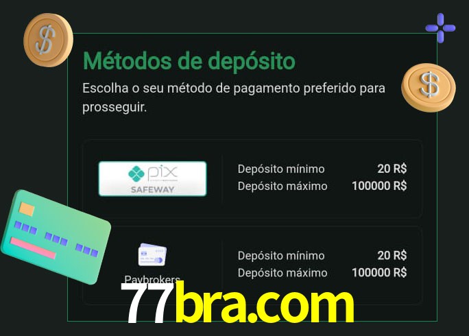 O cassino 77bra.com oferece uma grande variedade de métodos de pagamento